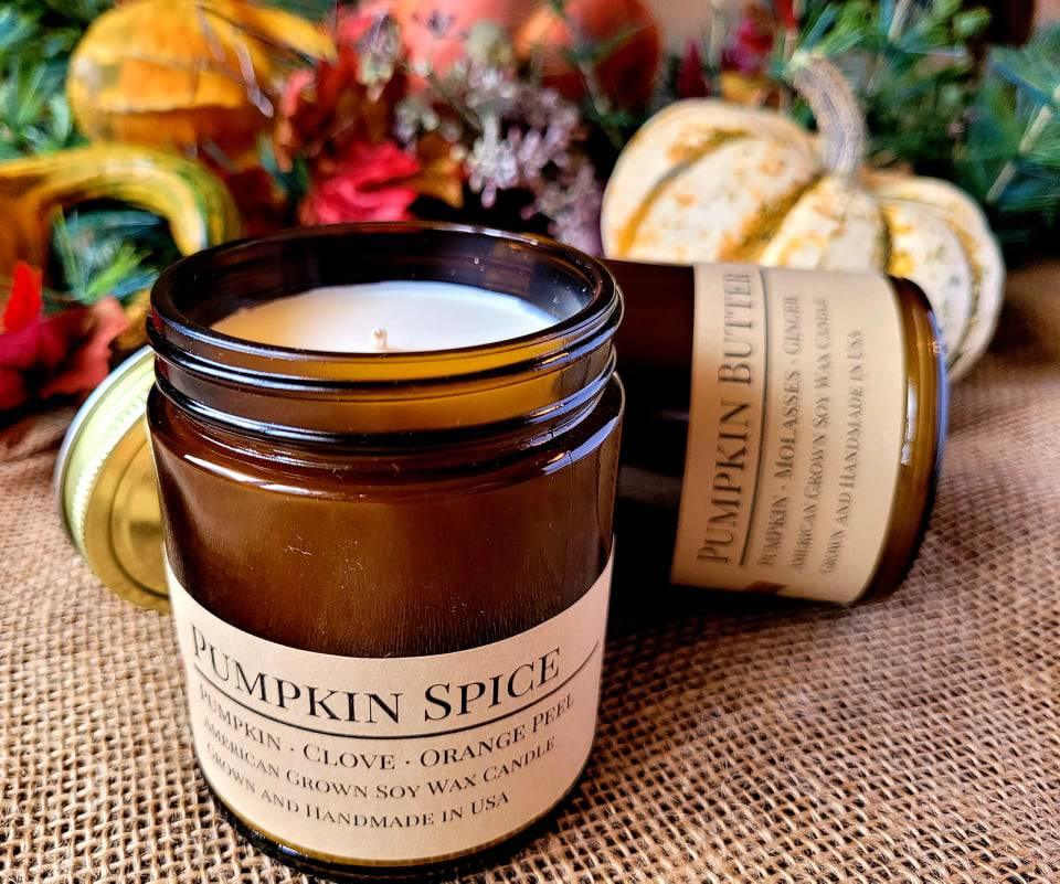 Pumpkin Butter Soy Wax Candle | 9 oz Amber Apothecary Jar